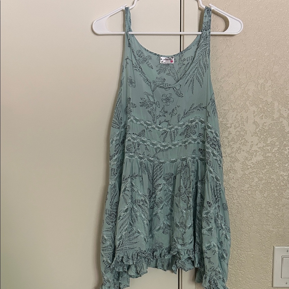 Intimately by Free People size xs Boho Floral Sleeveless Tunic Top in blue